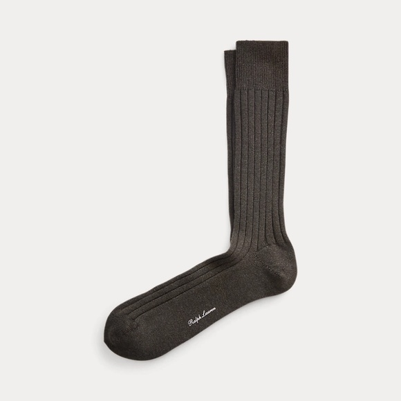 Ralph Lauren Purple Label Ribbed Cashmere-Blend Dress Socks NWT Olive